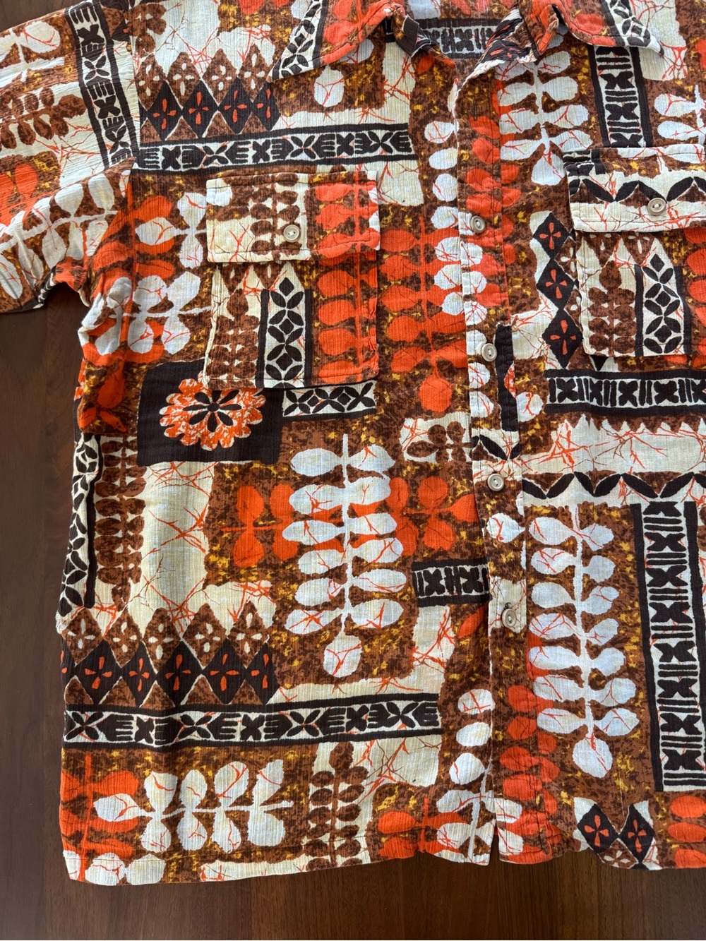Vintage 70s Tiki Hawaiian Shirt XL XXL Tropical Barkcloth Style Camp Collar - Picture 2 of 15